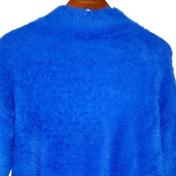 FOR THE REPUBLIC COBALT Blue Fuzzy Mock Neck Sweater Size Small - Picture 11 of 14